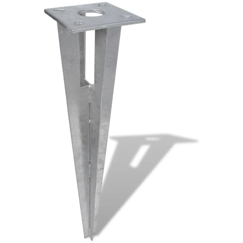 VidaXL Paletti Per Recinzione In Alluminio Con Base Acciaio | 2 Pezzi 185 Cm Argento Per Pannelli Spessi 2 Cm - Foto 2