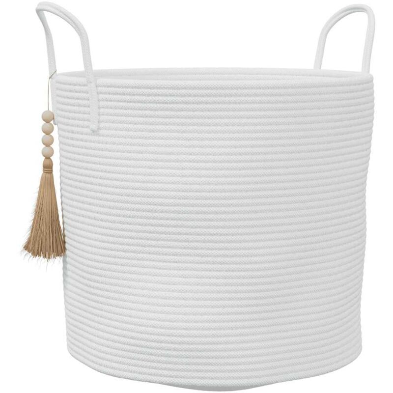 Cesta contenitore multiuso con coperchio e manici in resina effetto rattan bianco Decora 381 | Leroy Merlin