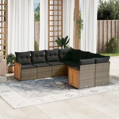 VIDAXL - Set Divani da Giardino 4 pz con Cuscini in Polyrattan Marrone
