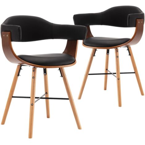 VidaXL Set 2 Sedie Da Pranzo In Tessuto Nero – Struttura Mista Metallo/Legno, Imbottitura In Schiuma, Carico Max 110kg, 45x54x86cm
