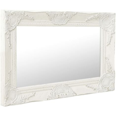 vidaXL Specchio da Parete Stile Barocco 60x40 cm Bianco