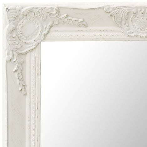 vidaXL Specchio da Parete Stile Barocco 60x40 cm Bianco