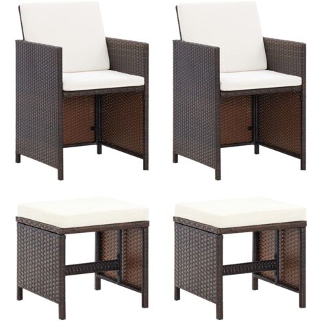 VidaXL Sedia Da Giardino Con Poggiapiedi In Polyrattan Antracite - Set Relax Con Cuscini, Per Esterno E Interno - 2