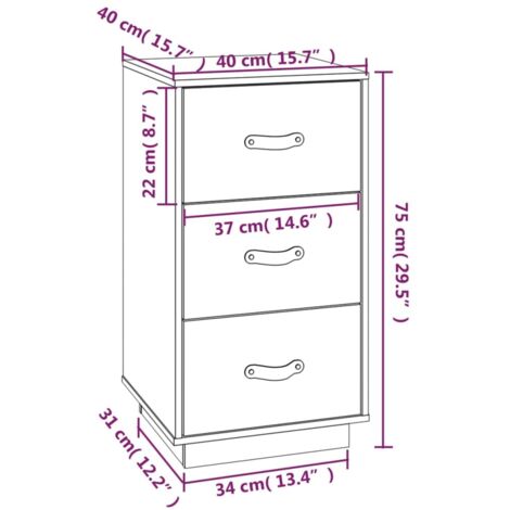 Comodino In Legno Massello Di Pino VidaXL - 40x30,5x40 Cm, Design Naturale E Resistente - Foto 3