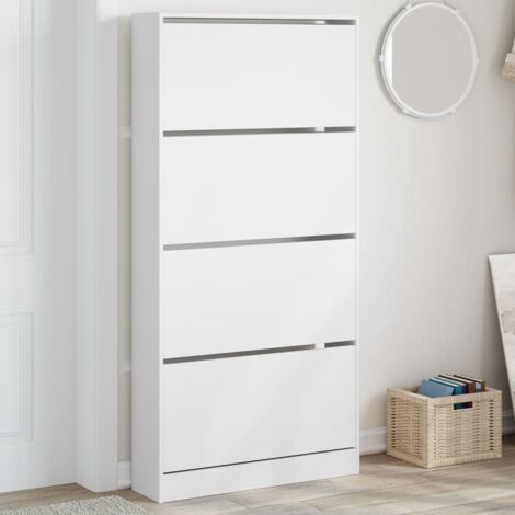 VidaXL Scarpiera con Specchio a 3 Livelli Bianco Lucido 63x17x102,5 cm