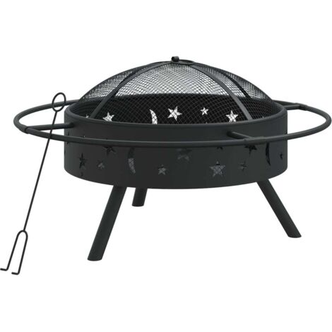 Best Choice Products Braciere Da Esterno In Acciaio Ø56 Cm Con Coperchio E Attizzatoio - Per Falò E BBQ In Giardino