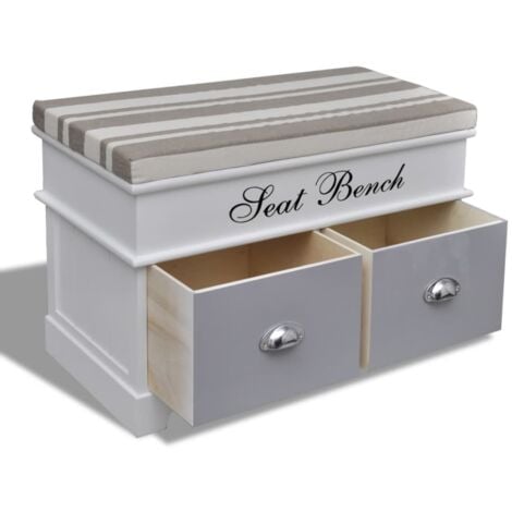 vidaXL Cassapanca per Ingresso con Cuscino Grigio e 2 Cassetti