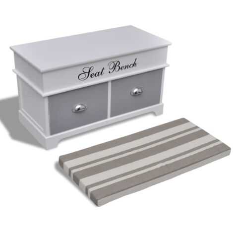 vidaXL Cassapanca per Ingresso con Cuscino Grigio e 2 Cassetti