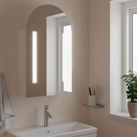 vidaXL Armadietto Bagno con Specchio e LED Nero Lucido 62x14x60 cm