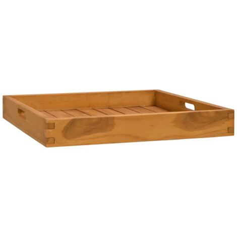 Vassoio da Portata Tavola in Legno e Manici in Ferro, HxD: 7,5 x 35 cm, Centrotavola Svuotatasche, Marrone, Relaxdays | Leroy Merlin