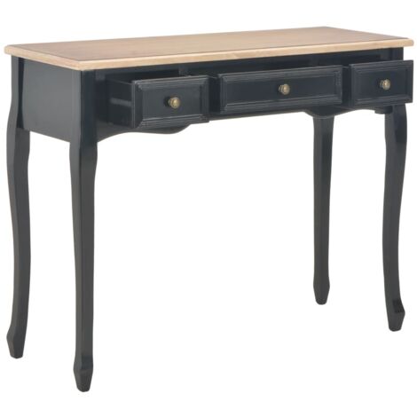280046 vidaXL Dressing Console Table with 3 Drawers Black