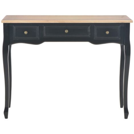 280046 vidaXL Dressing Console Table with 3 Drawers Black