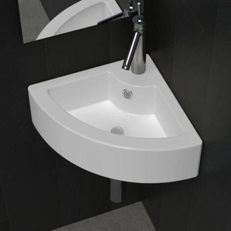 Lavello In Ceramica Bianco VidaXL - Con Foro Rubinetto E Troppo Pieno - Foto 9