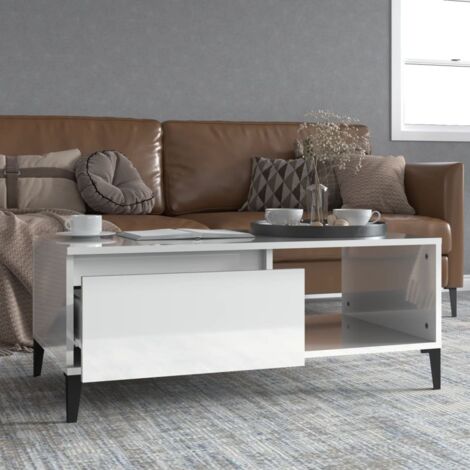 VidaXL Tavolino Salotto Bianco Lucido 89,5x50x40 cm Legno Multistrato | Leroy Merlin