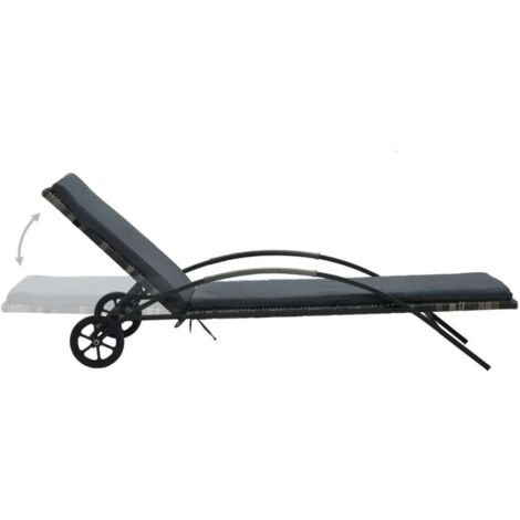 VidaXL Sdraio Da Giardino In Poly Rattan Con Cuscino - Struttura In Acciaio Regolabile Su Entrambi I Lati - Multicolore (Nero/Bianco, Marrone/Bianco, Nero/Rosso, Nero/Blu)