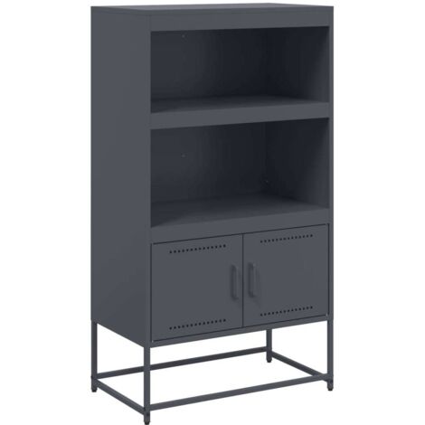 VidaXL Credenza Antracite 75x35x105 Cm – Acciaio E Vetro Con Ripiani Regolabili E Fissaggio A Parete - 5