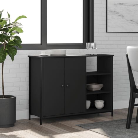 Credenza Nera VidaXL 100x35x70 Cm - Mobile In Legno Multistrato, Con Piedini Regolabili