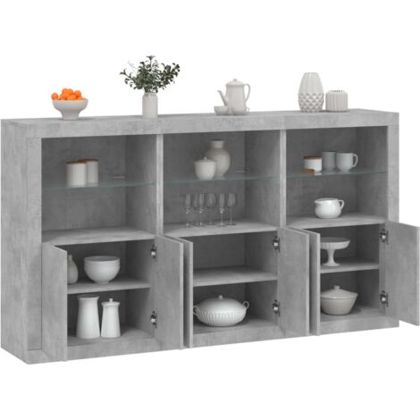 VidaXL Credenza Con Luci LED RGB, Bianca, 41x37x100 Cm, In Legno Multistrato, Mobile Con Ante - 3
