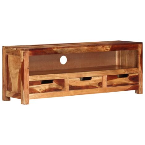Mobile TV In Legno Massello Di Acacia VidaXL, 160x40x50 Cm, Stile Vintage Industriale Con Ripiani