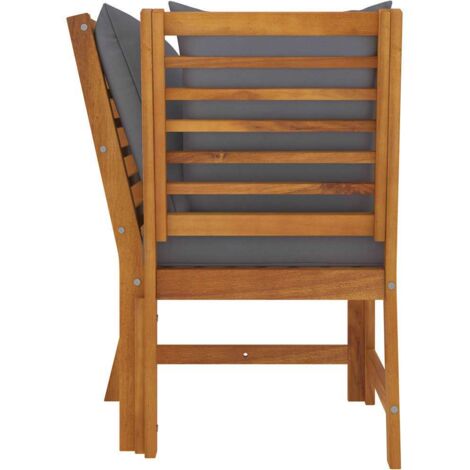 VidaXL Divano Angolare Modulare In Legno Di Acacia Massello Con Cuscini Crema – Per Interni/Esterni, Resistente Alle Intemperie, Dimensioni 60,5x60,5x81 Cm - 2