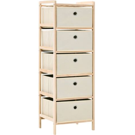 vidaXL Scaffali con 5 Cesti in Tessuto 2 pz in Legno di Cedro Beige