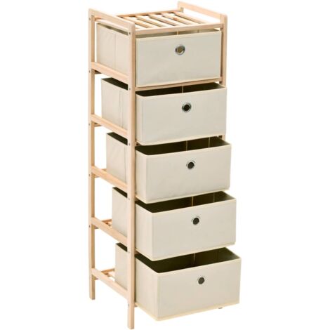 vidaXL Scaffali con 5 Cesti in Tessuto 2 pz in Legno di Cedro Beige