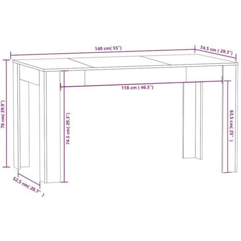 vidaXL Tavolo da Pranzo Nero 140x74,5x76 cm in Legno Multistrato