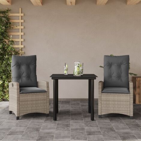 VidaXL Divani da Giardino 3pz con Cuscini in Polyrattan Mezzo Tondo