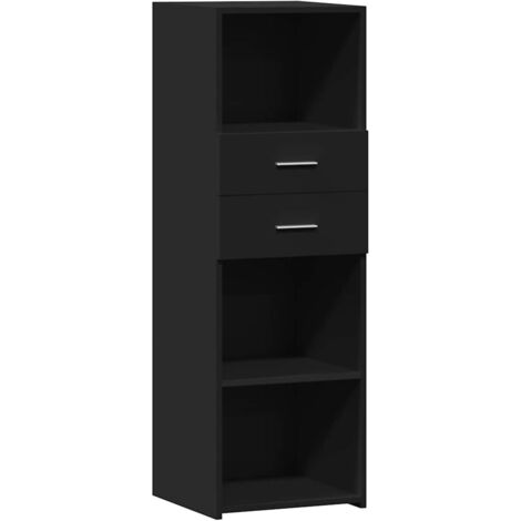 Credenza In Legno Multistrato Nera 60x30x70 Cm – 1 Cassetto E 2 Ante, Design Moderno