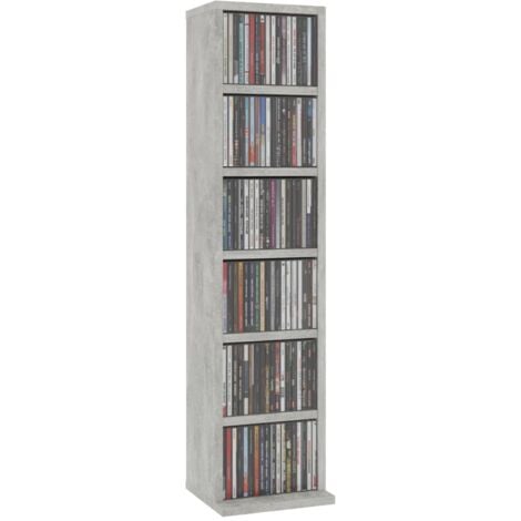 vidaXL Mobile Porta CD Grigio Cemento 21x20x88 cm in Legno Multistrato