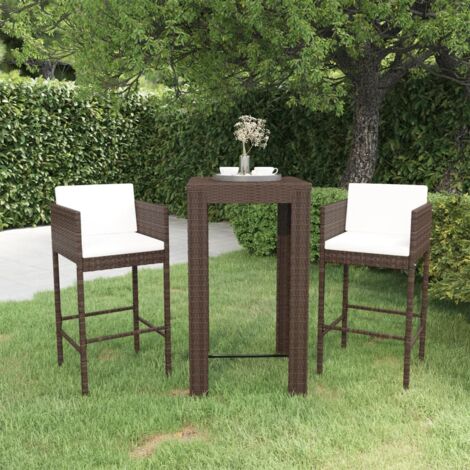vidaXL Set Divani da Giardino 2 pz con Cuscini in Polyrattan Marrone