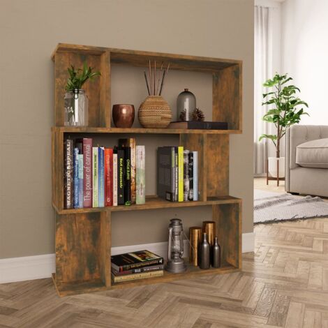 VidaXL Libreria E Divisorio In Legno Multistrato - Colore Rovere Fumo - 105x24x102 Cm - Scaffale Salvaspazio Per Libri E Oggetti - 4