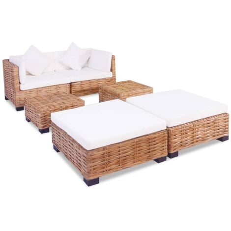 vidaXL Set Divano 16 pz in Rattan Naturale