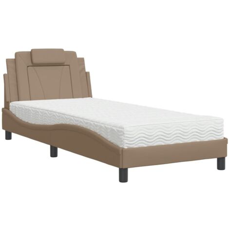 VidaXL Letto Matrimoniale 120x190 Cm In Similpelle Nera Con Testiera Regolabile, LED Colorati, Materasso A Molle - 3