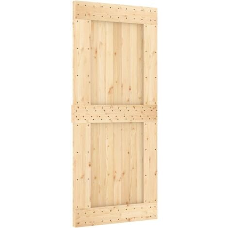 vidaXL Porta Scorrevole con Set Hardware 90x210 cm Legno Massello Pino