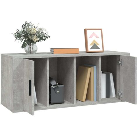 Mobile TV VidaXL 100 Cm - Grigio Cemento, In Legno Multistrato, 2 Armadi Componibili