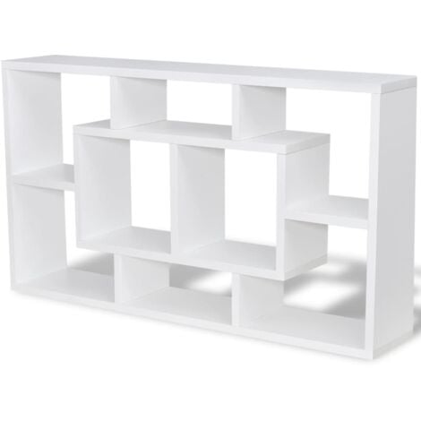 vidaXL Espositore da Parete Galleggiante 8 Scomparti Bianco