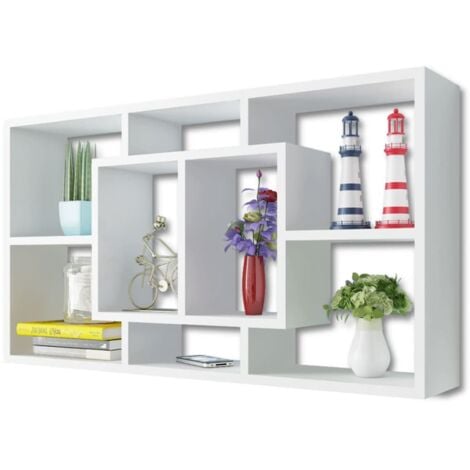 vidaXL Espositore da Parete Galleggiante 8 Scomparti Bianco