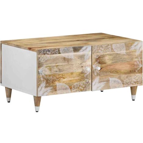 Occasione Tavolino Bianco Legno Massello Mango 100x54x40 vidaXL