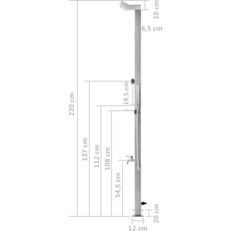 vidaXL Doccia da Giardino 220 cm in Acciaio Inossidabile