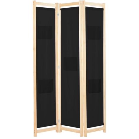 VidaXL Divisorio A 3 Pannelli Pieghevole – Nero, 120x200 Cm, In Tessuto Leggero, Per Separare Ambienti
