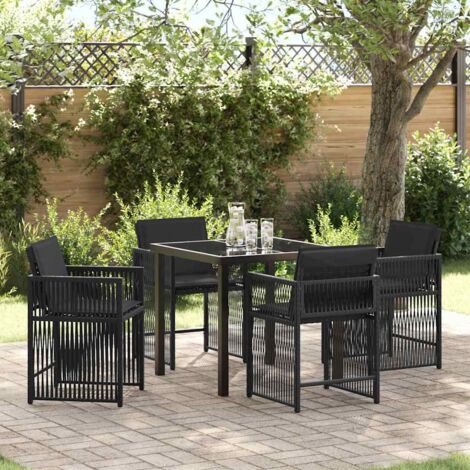 VidaXL Set Da Giardino 5 Pezzi In Polyrattan Grigio | 2 Divani 3 Posti, 2 Singoli, Tavolo | Con Cuscini Seduta E Schienale | Resistente Agli Agenti Atmosferici - 2