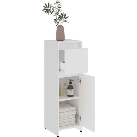 vidaXL Armadio da Bagno Bianco 30x30x95 cm in Legno Multistrato