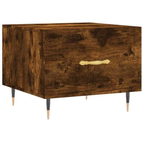 VidaXL Tavolino Da Salotto Quadrato In Legno Multistrato Rovere Fumo - 100x100x40 Cm Con Struttura In Metallo, Moderno E Resistente