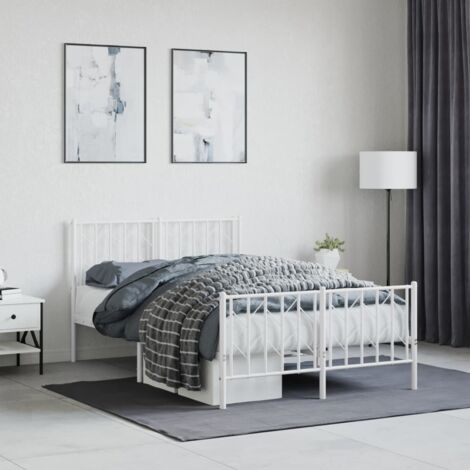 VIDAXL - Giroletto Con Testiera Metallo Bianco 100x190 Cm