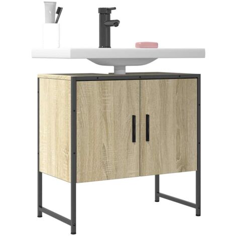 VidaXL Mobile Sospeso Per Lavabo Bagno 90x38,5x46 Cm Rovere Sonoma Multistrato
