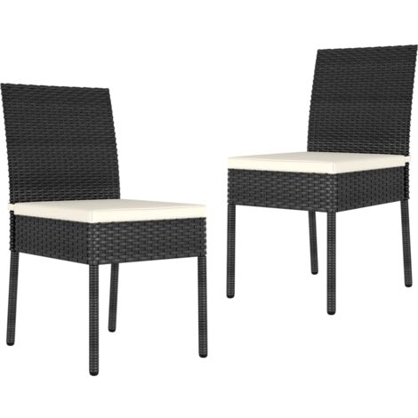 vidaXL Set Pranzo Giardino 3pz Nero Polyrattan e Legno Massello Acacia