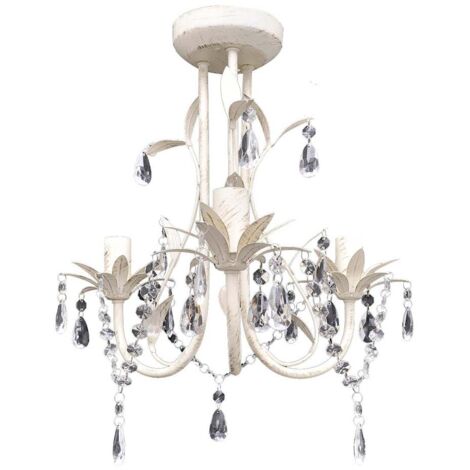 vidaXL Lampadario da Soffitto Cristallo Elegante Bianco