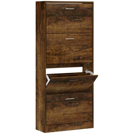Scarpiera Rovere Fumo 63x24x147 Cm In Legno Multistrato Scarpiera Moderna Scarpiera Con Cassetti 86723013