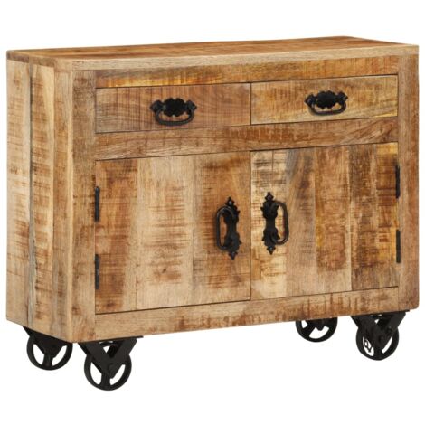SKM Credenza 80x30x65 cm in Legno Grezzo Massello di Mango Mobili, Armadietti e portaoggetti (24,8KG
